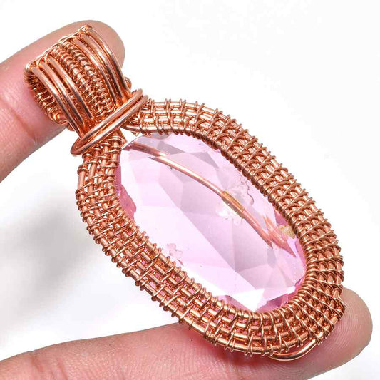 Love’s Embrace – Rose Quartz Copper Pendant