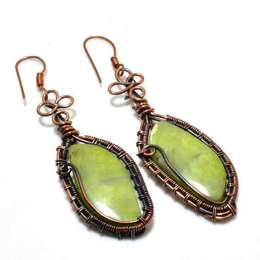 Harmony’s Embrace – Handwrapped Jade & Copper Earrings
