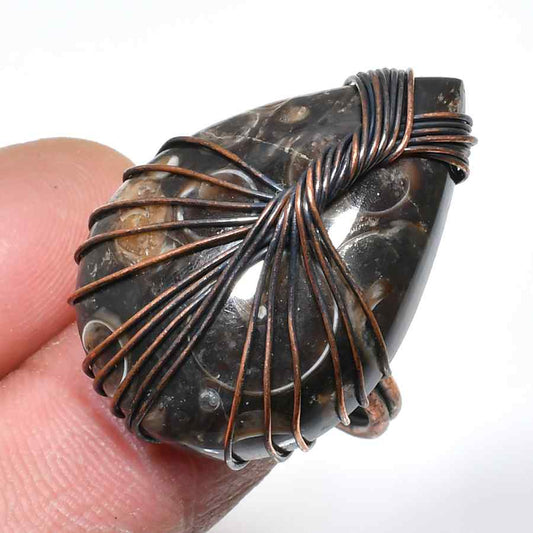Obsidian Aegis – Copper-Wrapped Pendant