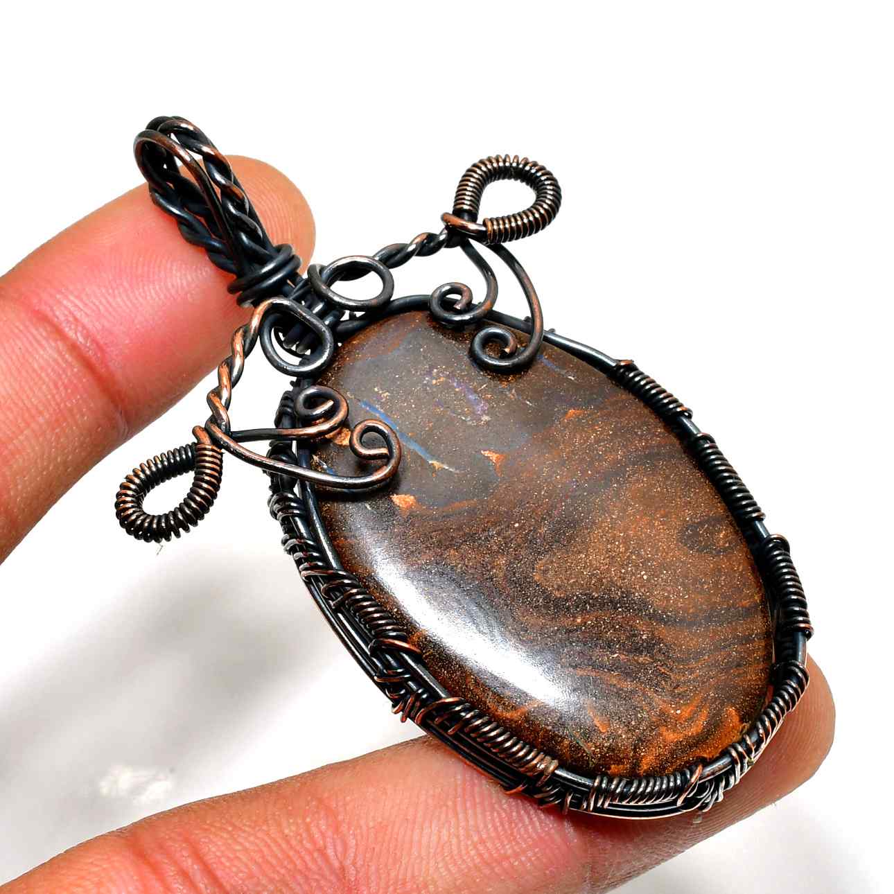 Gaia’s Embrace – Polished Stone Copper Pendant