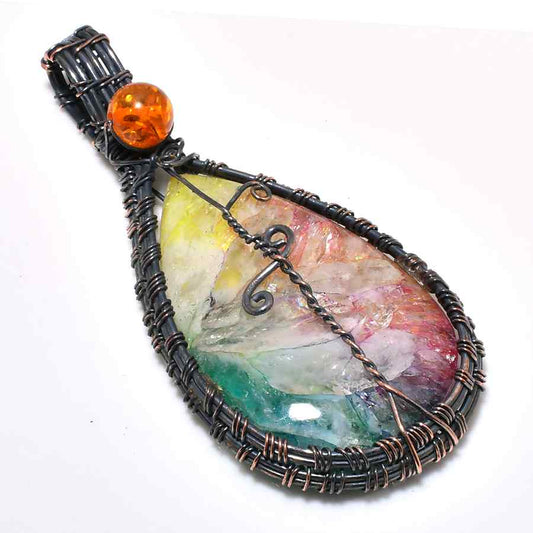 Celeste’s Harmony – Fluorite Copper Pendant