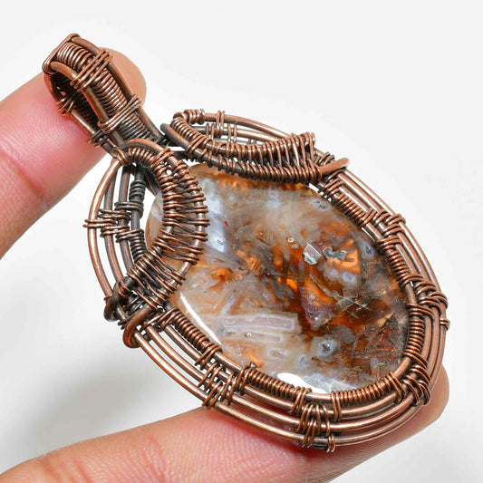 Gaia’s Embrace – Agate & Copper Pendant