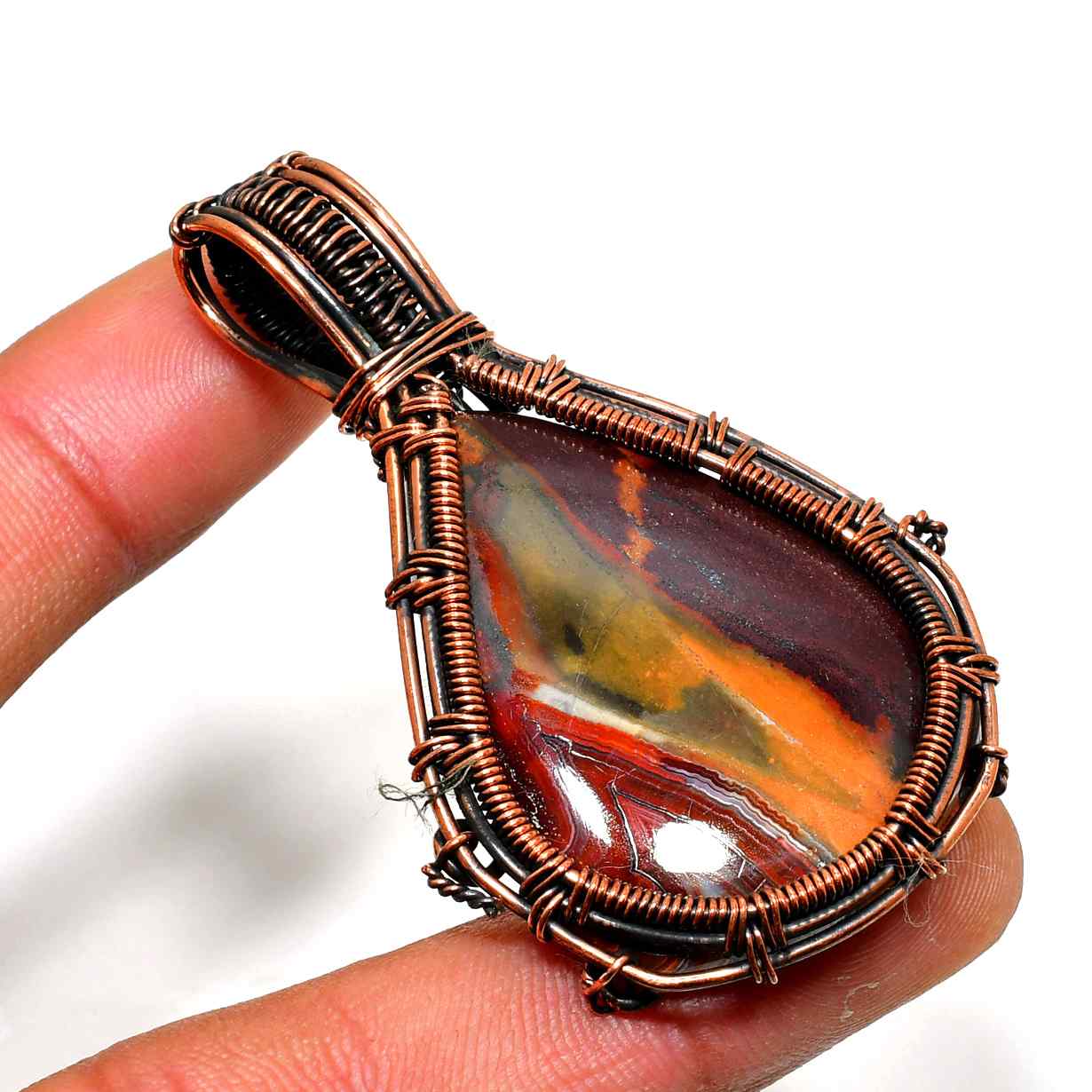 Ember’s Embrace – Agate & Copper Pendant