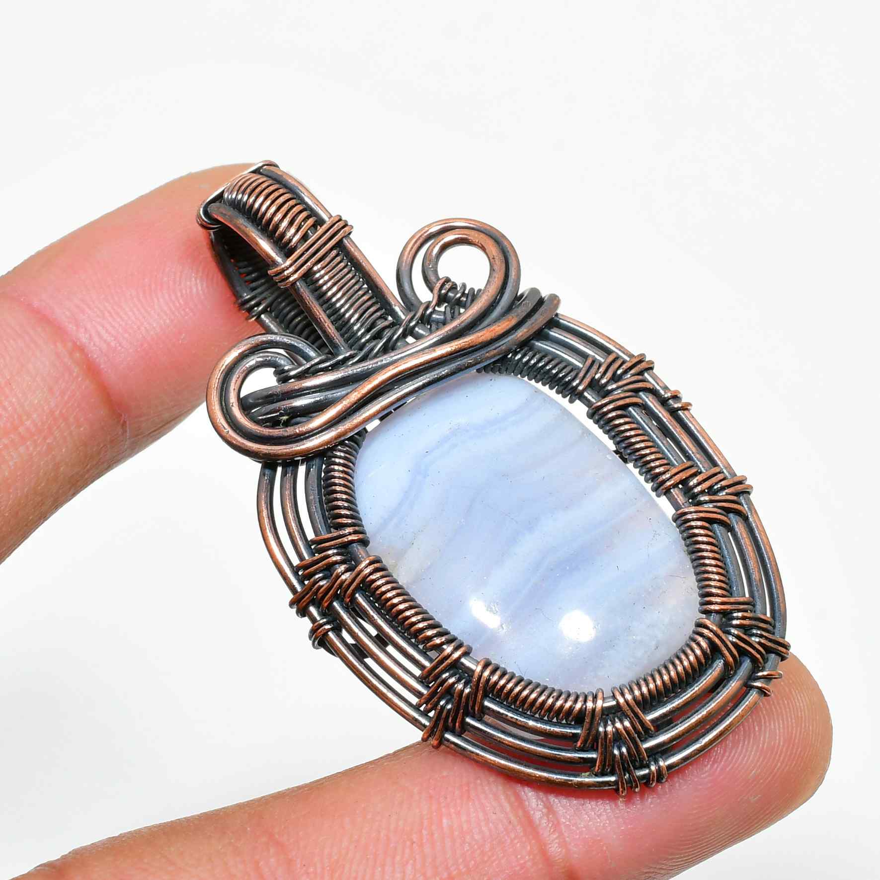 Gaia’s Anchor – Lace Agate Copper Pendant
