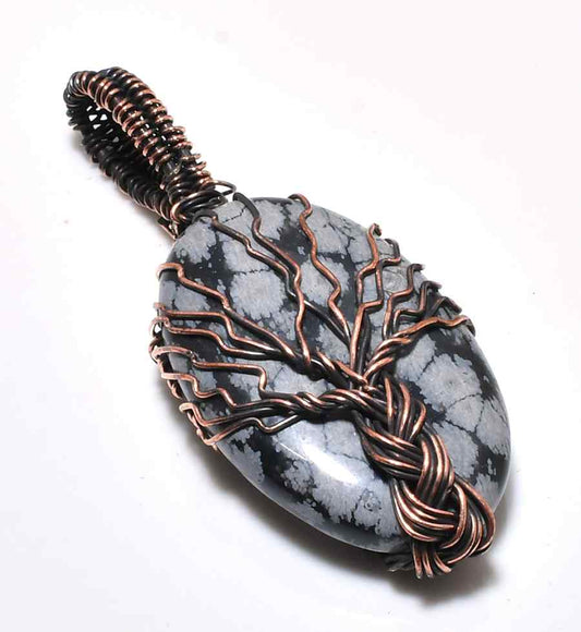 Gaia’s Arbor – Black Stone & Copper Tree of Life Pendant
