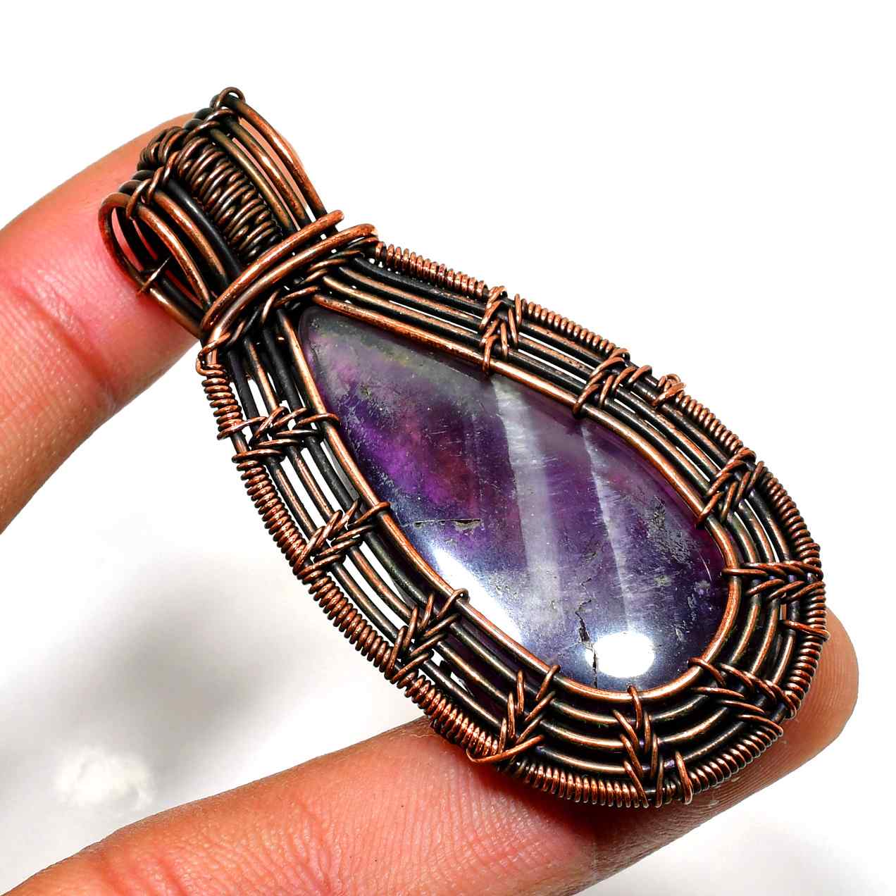 Mystic Aura – Amethyst Copper Pendant