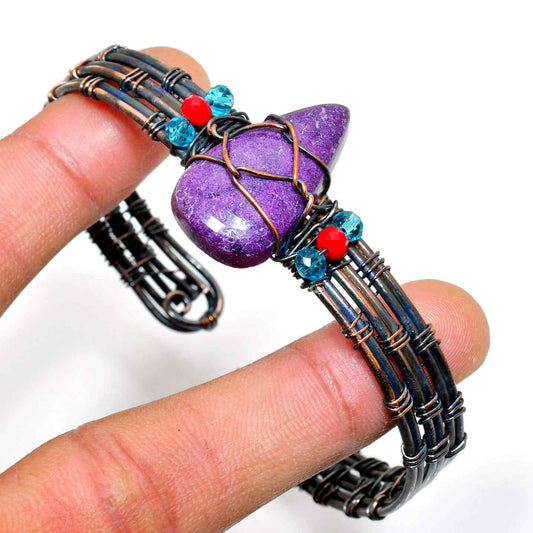 Ezra’s Veil – Hand-Wrapped Amethyst & Oxidized Copper Bracelet