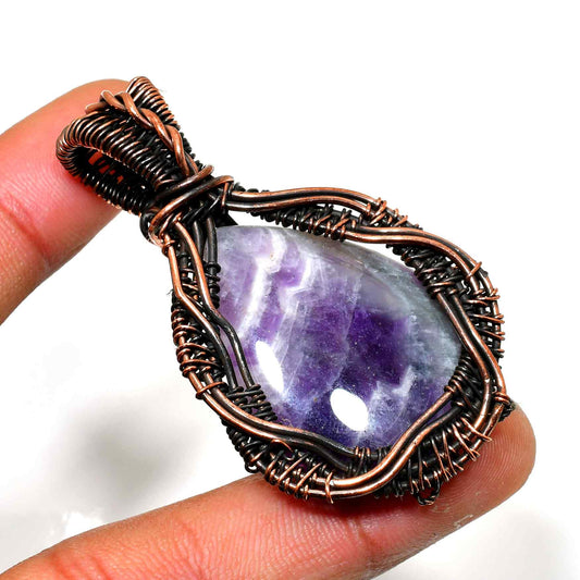 Ezra’s Veil – Amethyst Copper Wire Pendant