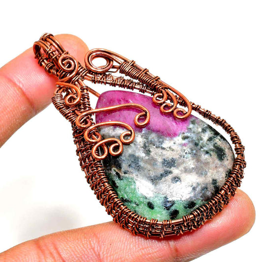 Gaia’s Embrace – Natural Stone Copper Pendant