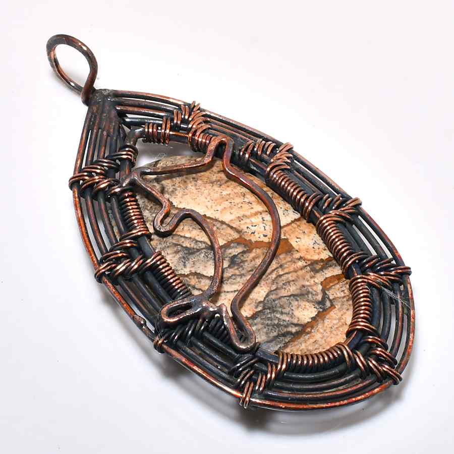 Gaia’s Embrace – Natural Stone Copper Pendant