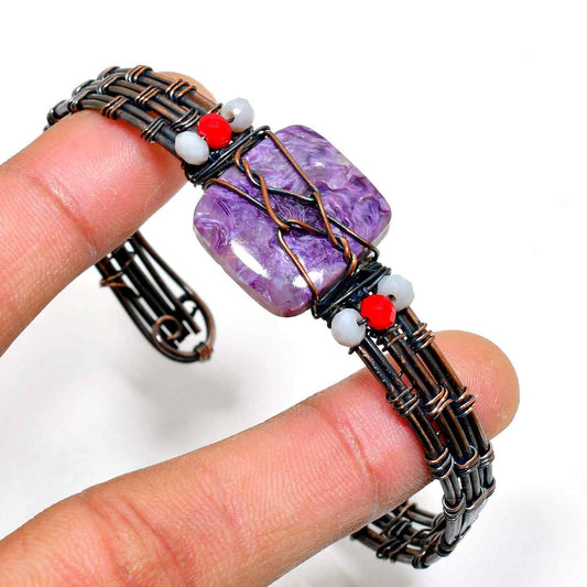Serene Harmony – Amethyst & Oxidized Copper Bracelet