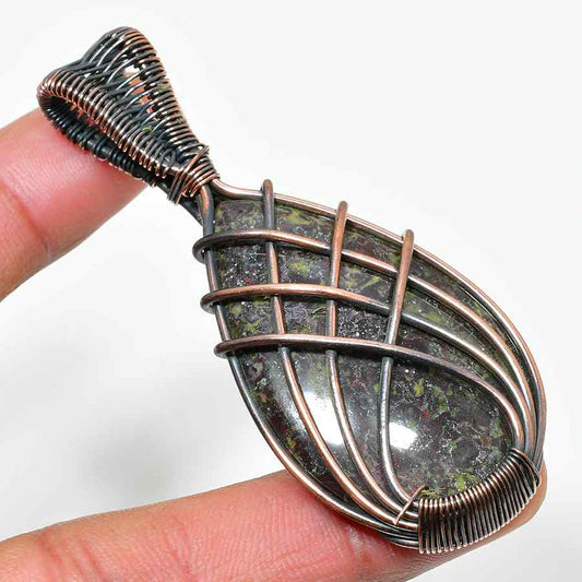 Enigma’s Embrace – Oxidized Copper Gemstone Pendant