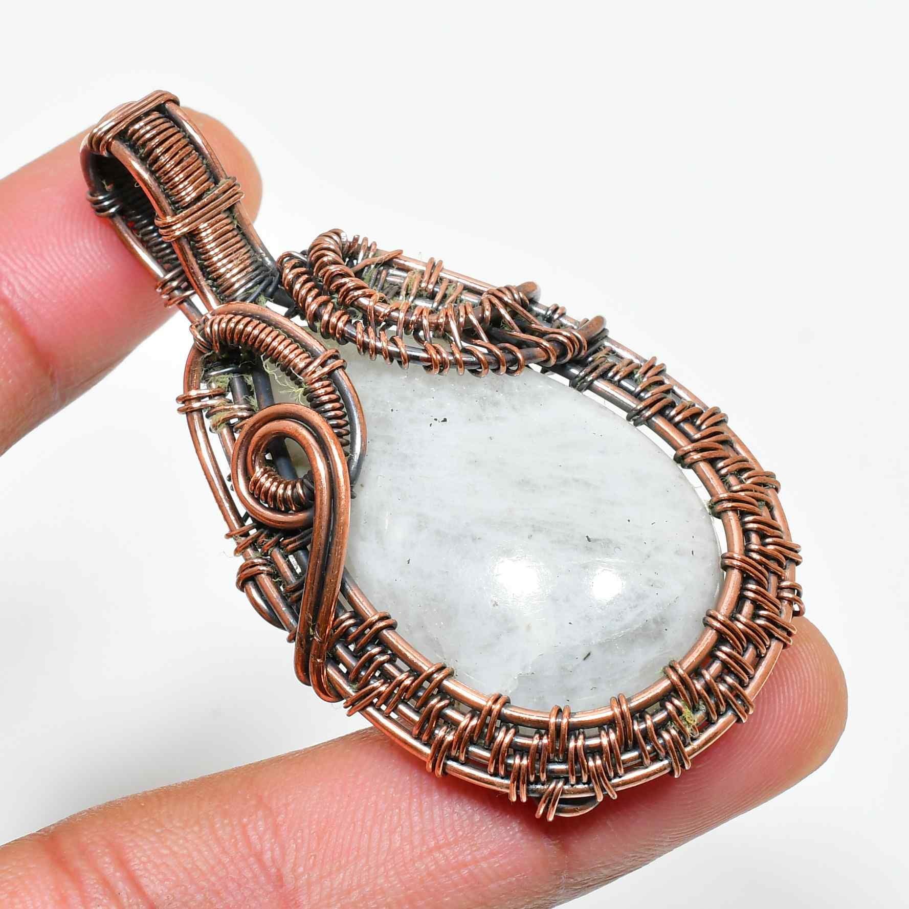 Selene’s Embrace – Moonstone Copper Pendant