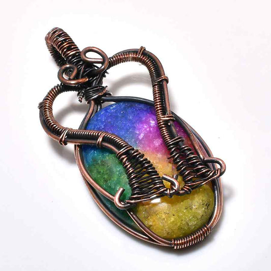 Spectrum Essence – Vibrant Crystal & Copper Pendant