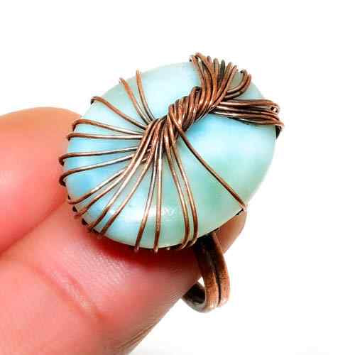 Ocean’s Whisper – Larimar Copper Ring