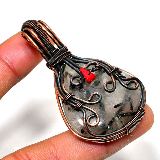 Gaia’s Resonance – Copper-Wrapped Natural Stone Pendant