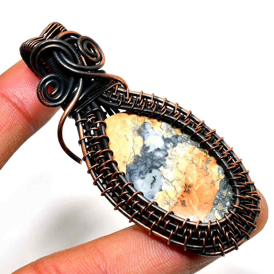 Terra’s Embrace – Blackened Copper Wrapped Natural Stone Pendant