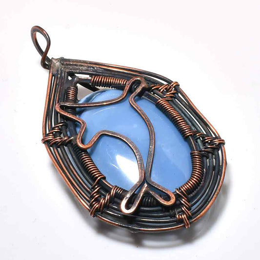 Ocean’s Whisper – Blue Agate Copper Pendant