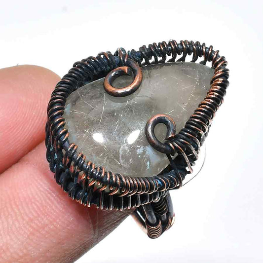 Elegant Balance – Rutilated Quartz Copper Ring