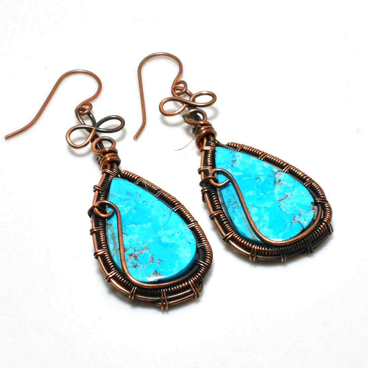Turquoise Tranquility – Copper Drop Earrings