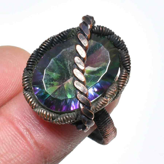 Aurora’s Glow – Iridescent Crystal Copper Ring