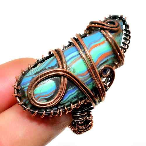 Artisan Wave – Agate & Copper Ring