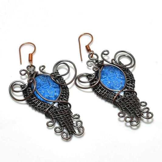Azure Lullaby – Blue Lace Agate & Blackened Silver Earrings