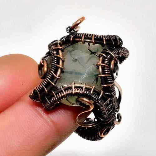Gaia’s Harmony – Green Quartz Copper Pendant