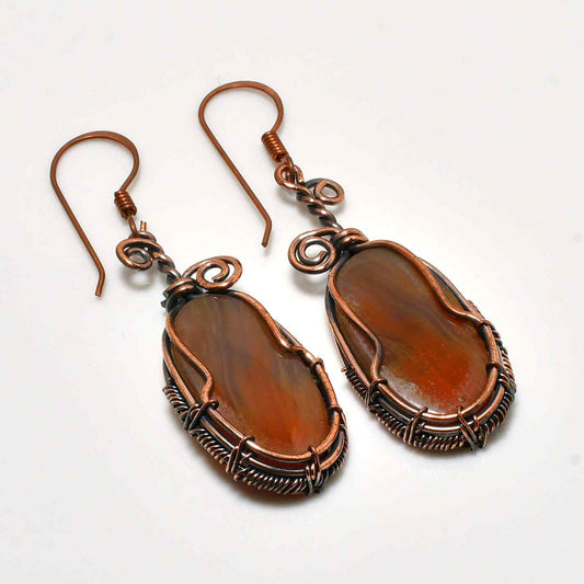 Ember Veil – Carnelian & Oxidized Copper Earrings