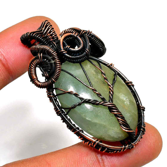 Verdant Harmony – Jade & Copper Pendant