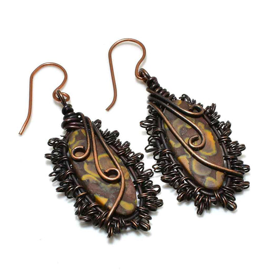 Earth’s Melody – Copper-Wrapped Natural Stone Earrings