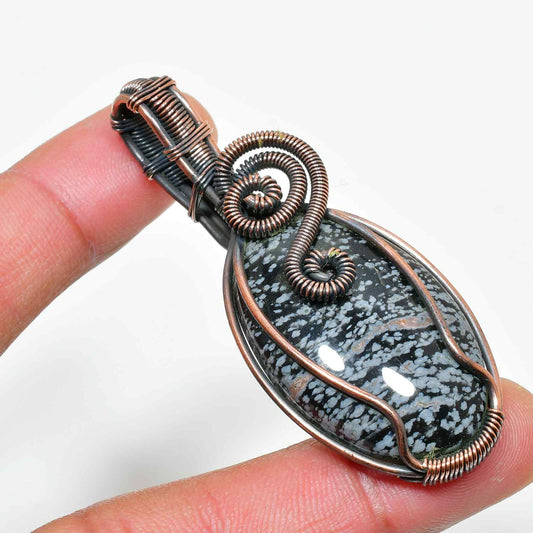Earthen Embrace – Black Jasper Copper Pendant