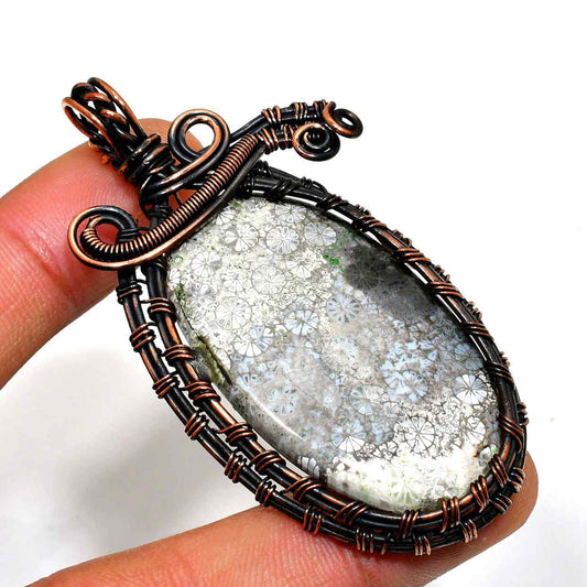 Arctic Whisper – Snowflake Obsidian Copper Pendant