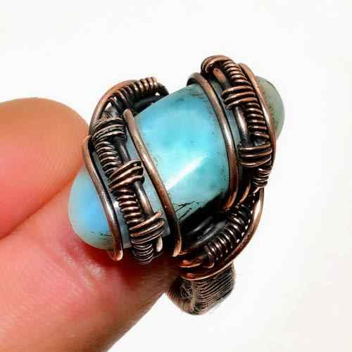 Ocean’s Embrace – Larimar Copper Ring