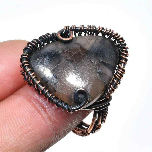 Mystic Halo – Oxidized Copper Gemstone Ring