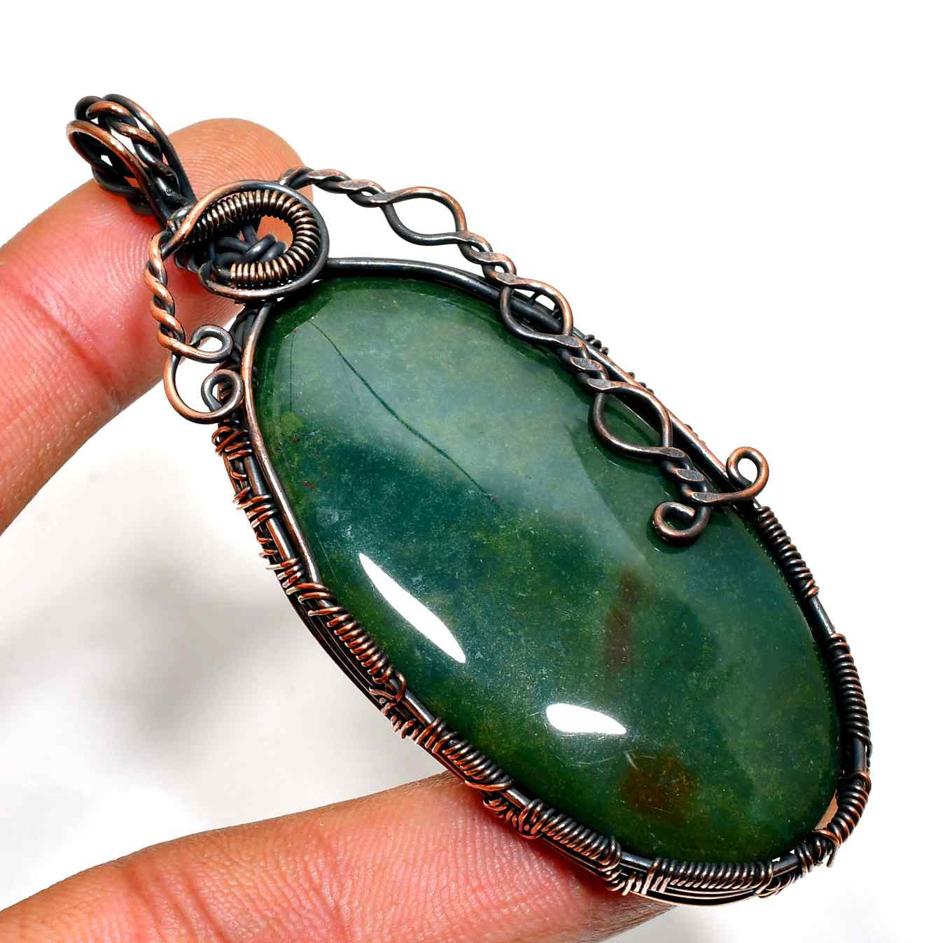 Gaia’s Embrace – Jade Copper Pendant