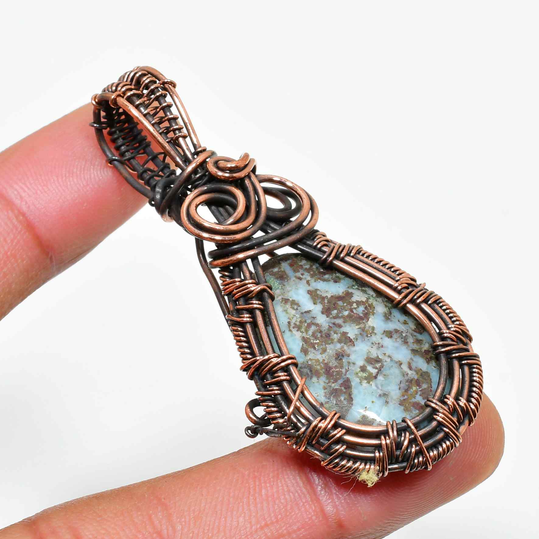 Gaia’s Embrace – Natural Stone Copper Pendant