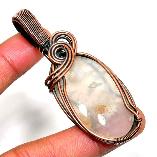 Luna’s Radiance – Oxidized Copper Opal Pendant