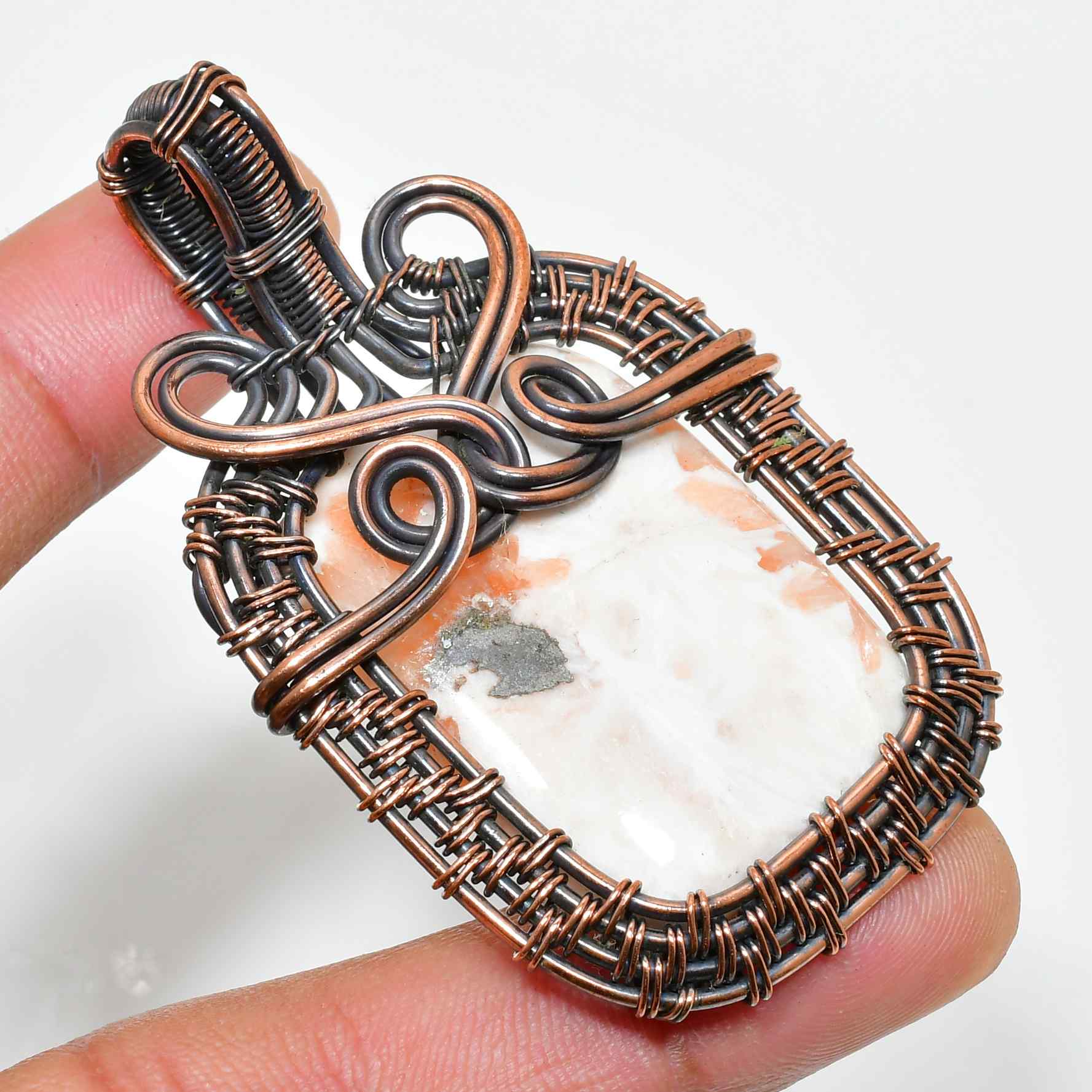 Gaia’s Embrace – Copper & Natural Stone Pendant