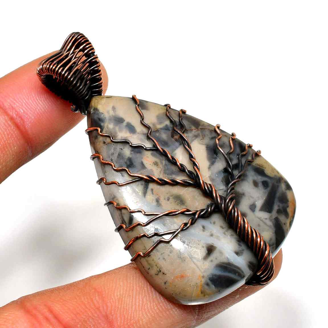 Terra’s Talisman – Copper-Wrapped Stone Pendant