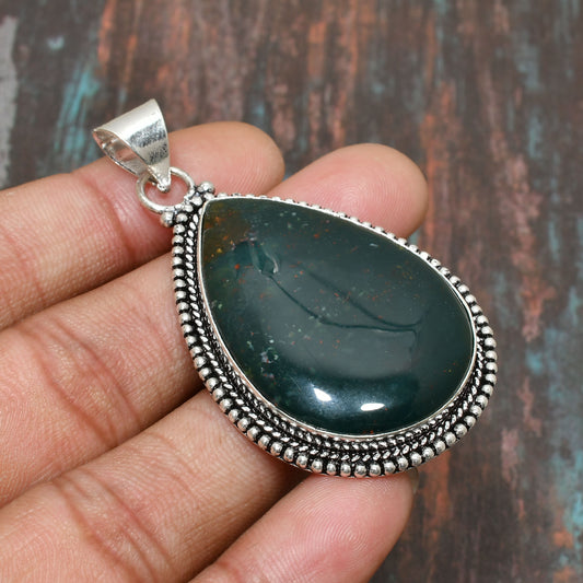 Terra’s Embrace – Bloodstone Silver Pendant