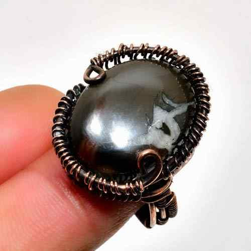 Mystic Halo – Gray Gemstone Copper Ring
