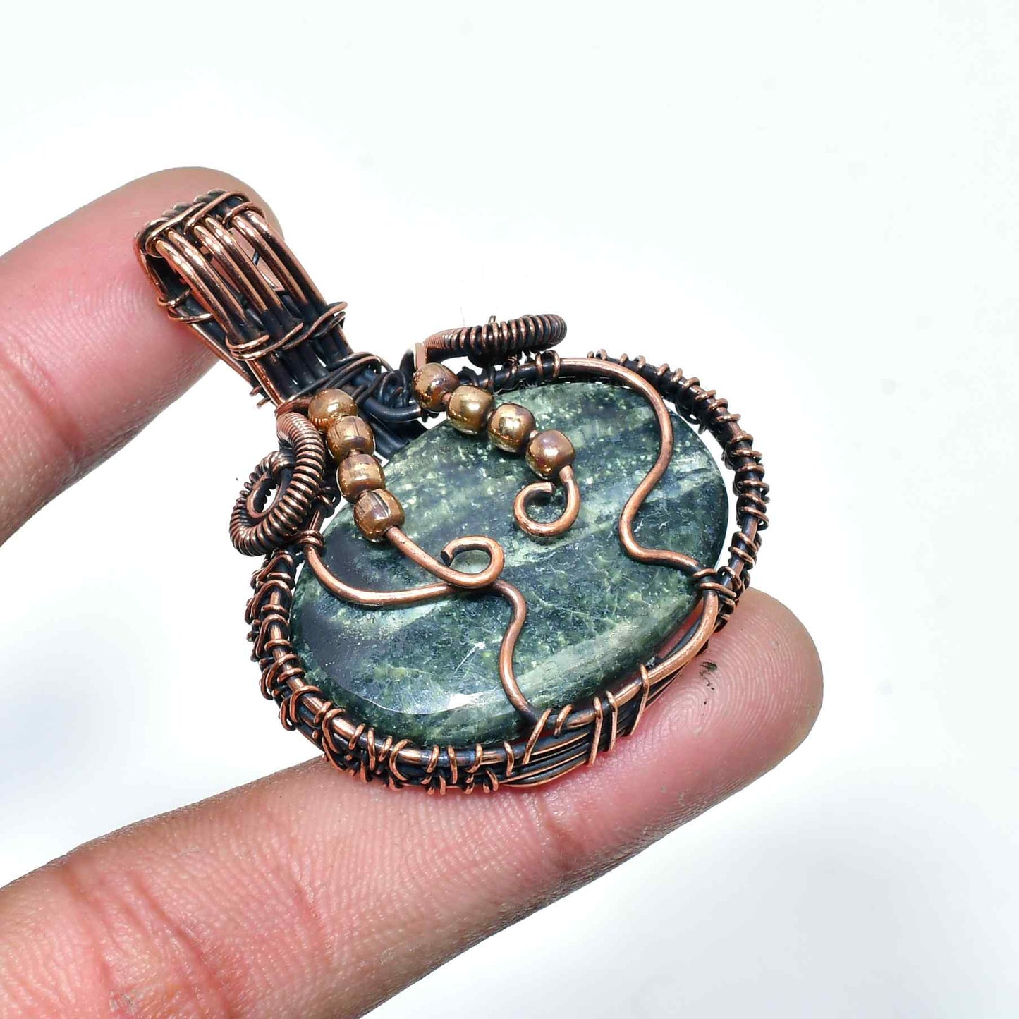 Era’s Essence – Copper-Wrapped Jade Pendant