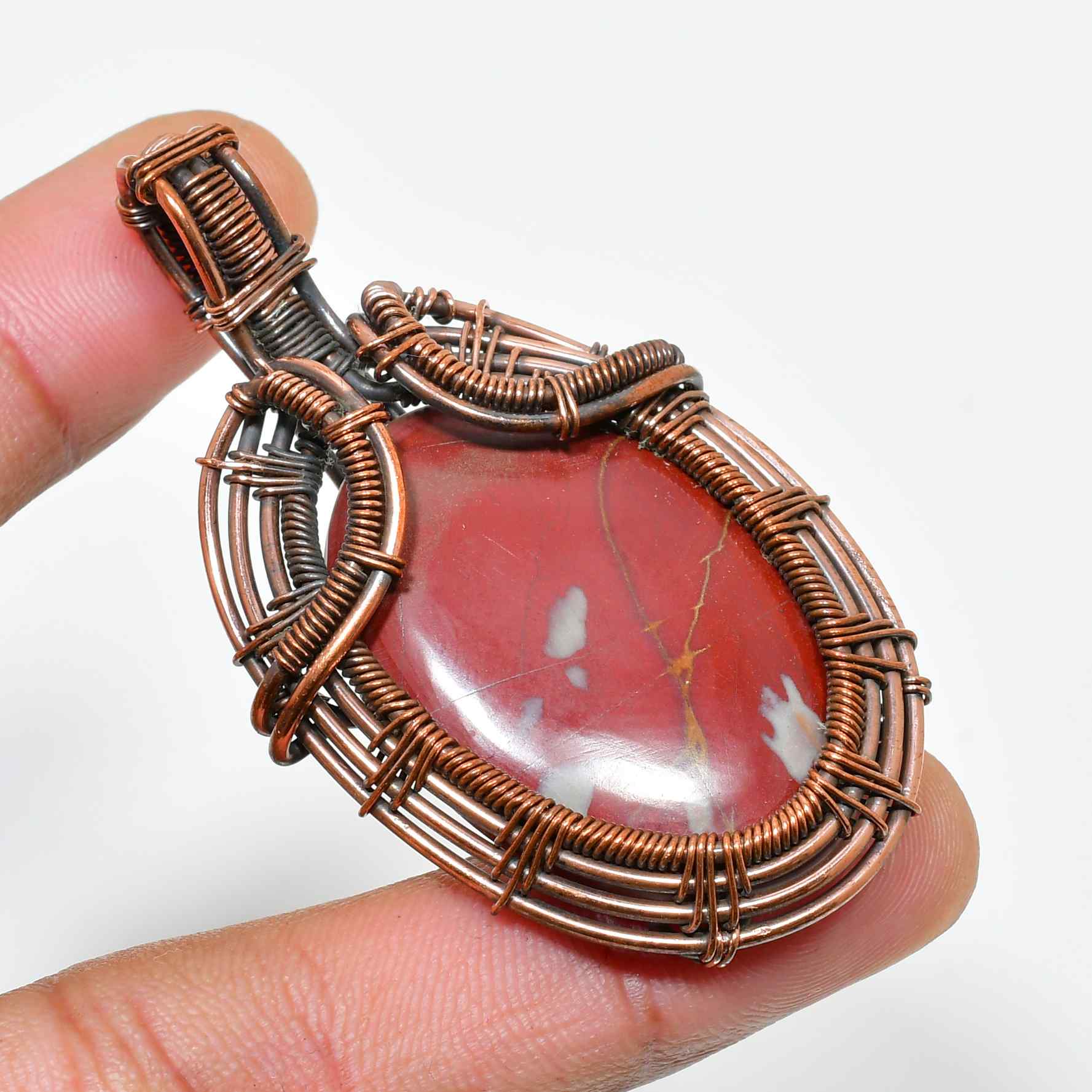Terra’s Ember – Red Jasper Copper Pendant