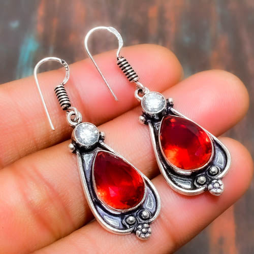 Crimson Embrace – Sterling Silver Red Gemstone Earrings