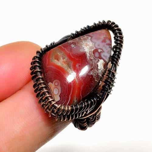 Gaia’s Embrace – Blackened Copper Agate Ring