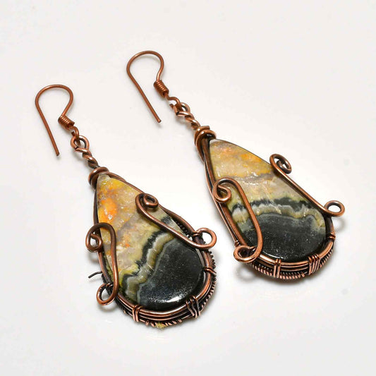 Terra’s Embrace – Copper-Wrapped Stone Earrings
