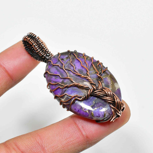 Ezra’s Veil – Amethyst & Oxidized Copper Pendant