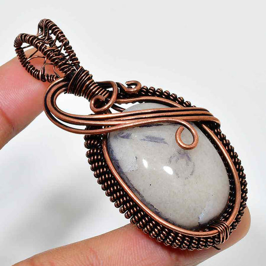 Ezra’s Embrace – Copper-Wrapped Grounding Stone Pendant