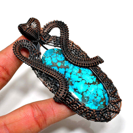 Serpent’s Embrace – Turquoise & Copper Pendant
